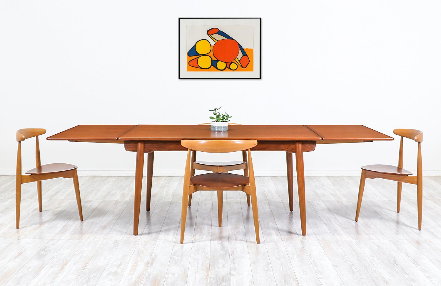 Danish Hans J. Wegner AT 312 Teak Draw-Leaf Dining Table for Andreas Tuck