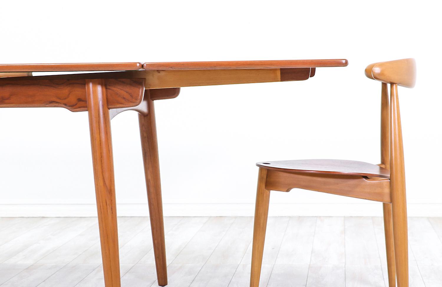 Wood Hans J. Wegner AT 312 Teak Draw-Leaf Dining Table for Andreas Tuck