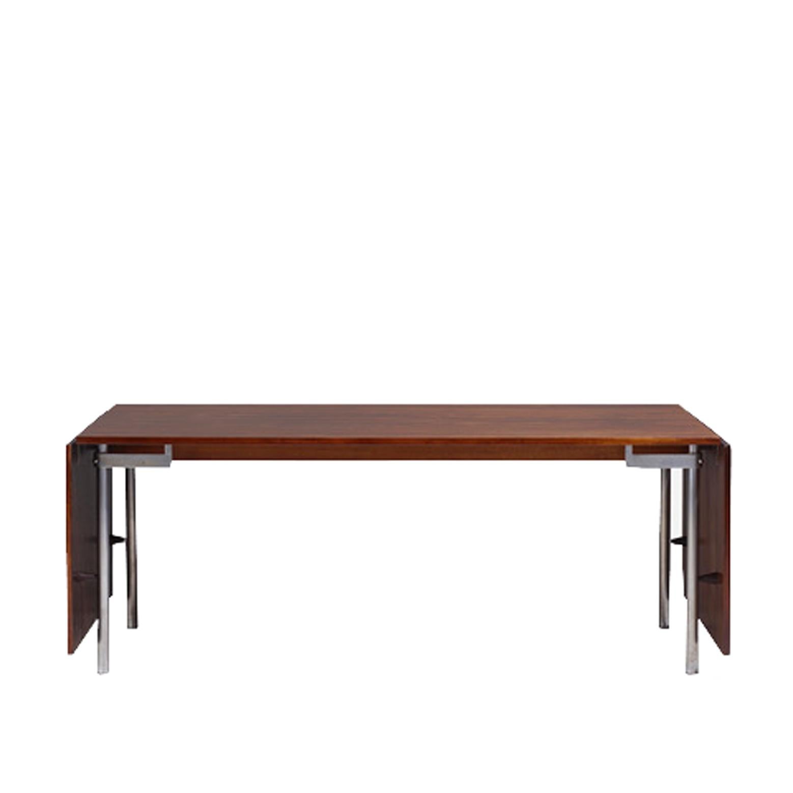 Danish Hans J. Wegner AT-319 Rosewood & Steel Drop Leaf Dining Table for Andreas Tuck For Sale