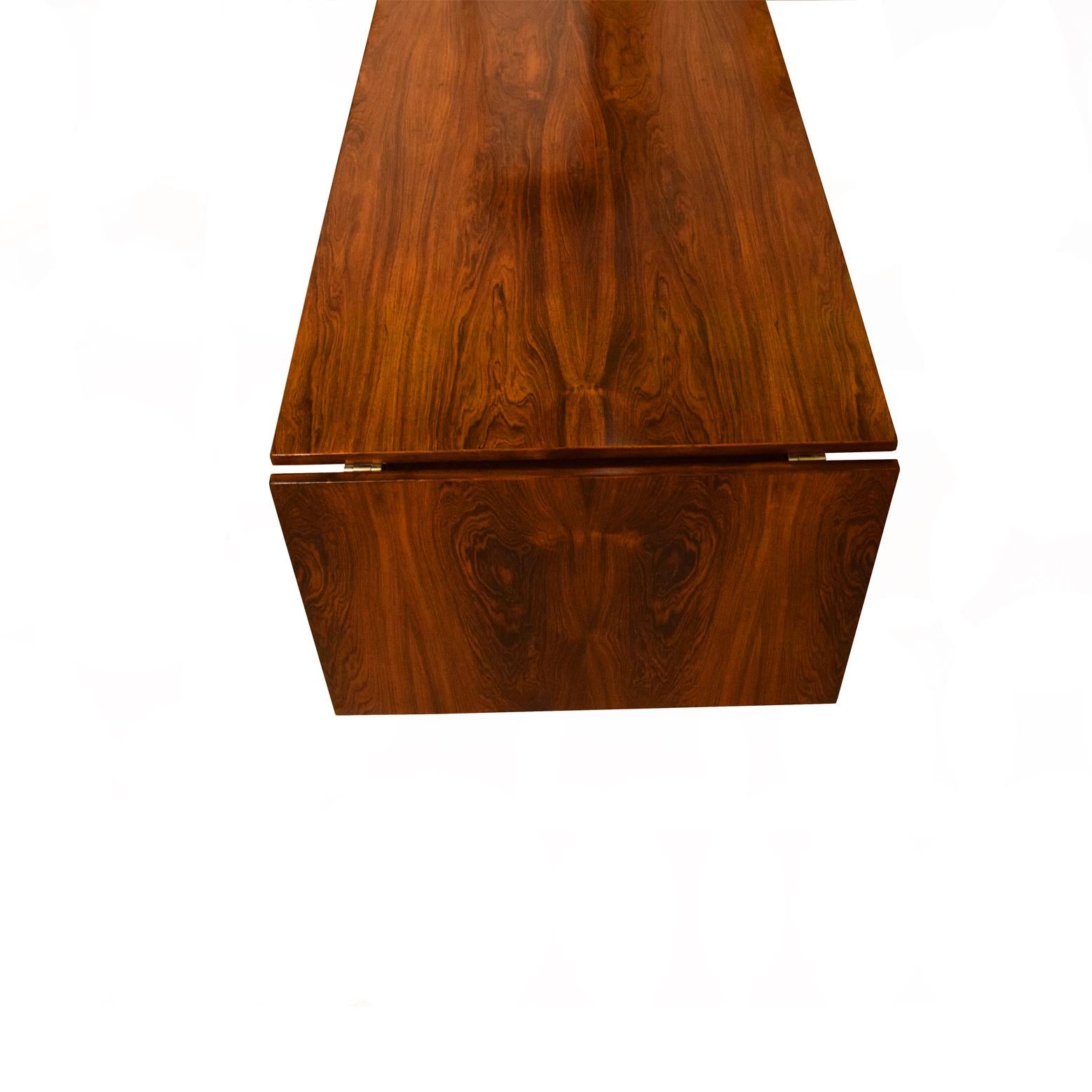 Hans J. Wegner AT-319 Rosewood & Steel Drop Leaf Dining Table for Andreas Tuck For Sale 1