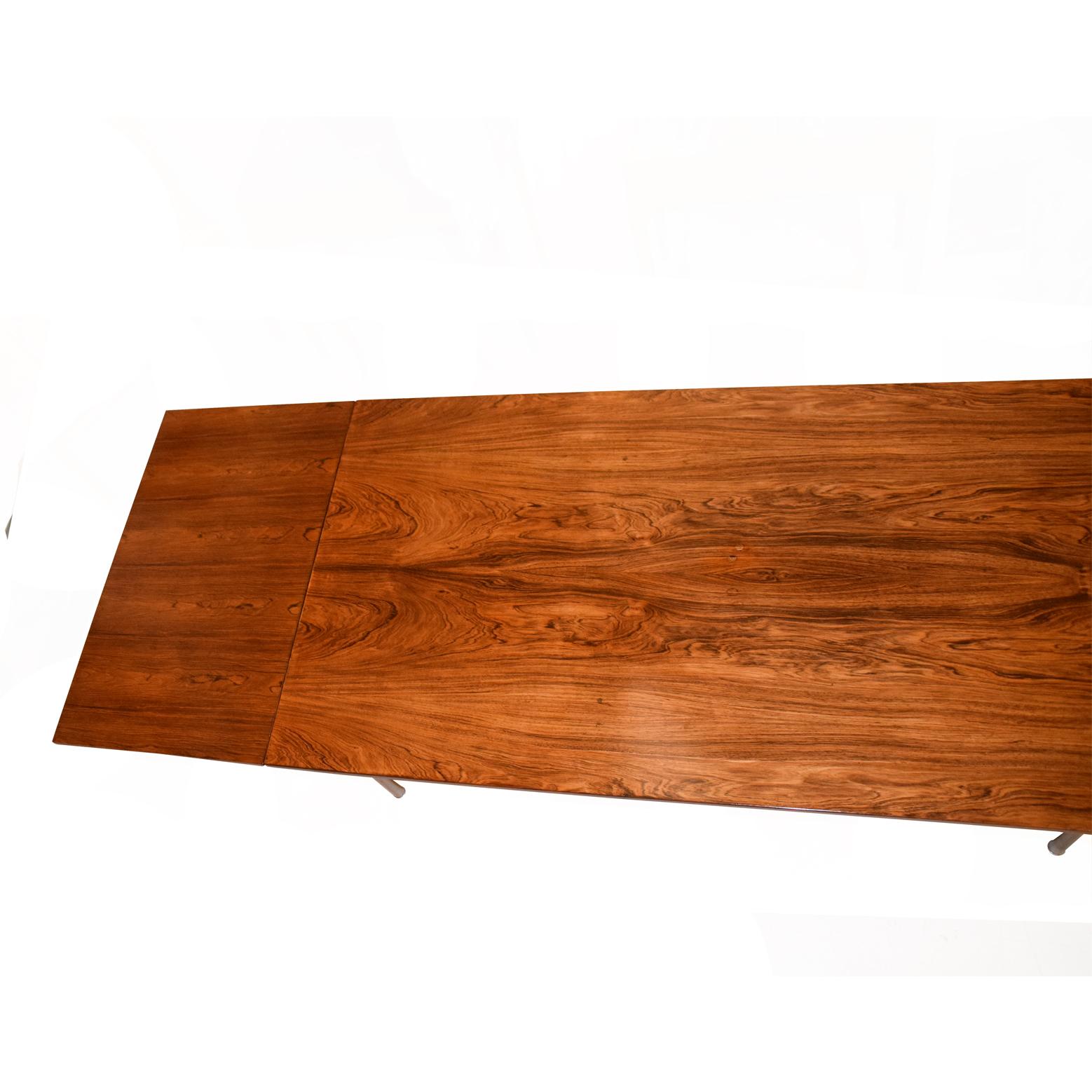 Table de salle à manger à abattant en bois de rose et acier AT-319 de Hans J. Wegner pour Andreas Tuck en vente 1