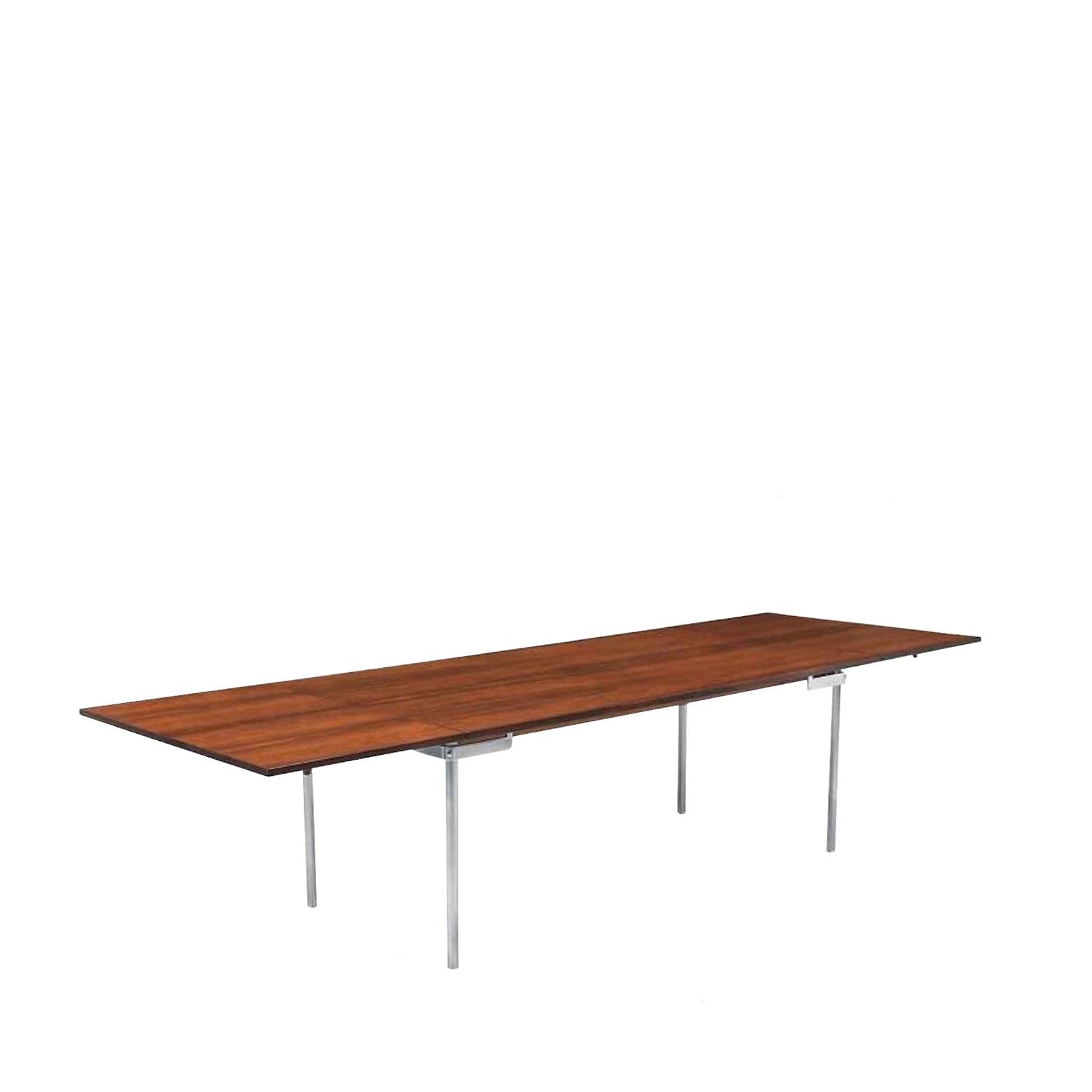 Hans J. Wegner AT-319 Rosewood & Steel Drop Leaf Dining Table for Andreas Tuck In Good Condition For Sale In Hudson, NY