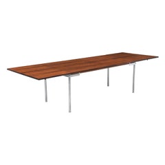 Hans J. Wegner "AT-319" Rosewood & Steel Drop-Leaf Dining Table for Andreas Tuck