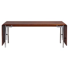Hans J. Wegner AT-319 Rosewood & Steel Drop Leaf Dining Table for Andreas Tuck