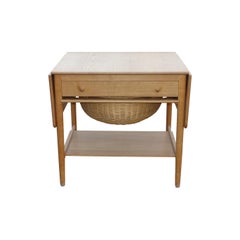 Vintage Hans. J. Wegner AT 33 Sewing Table in Solid Light Oak Made by Andreas Tuck