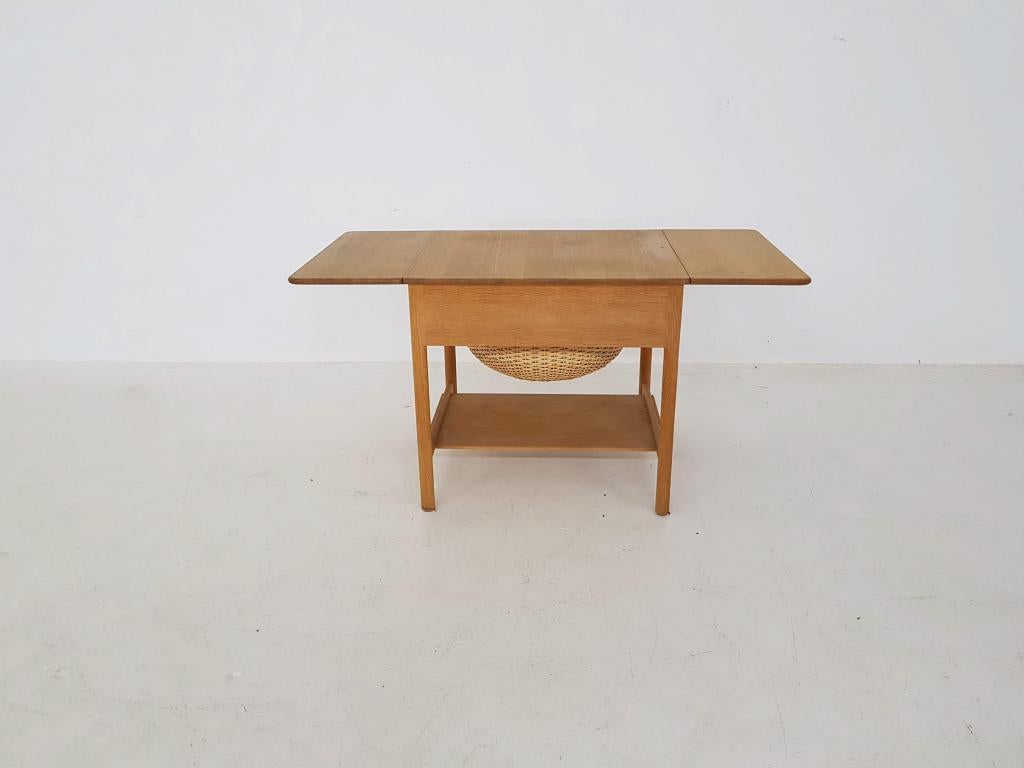 Scandinavian Modern Hans J. Wegner “AT33 / PP33” Sewing Table for PP Møbler, Danish Modern 1953