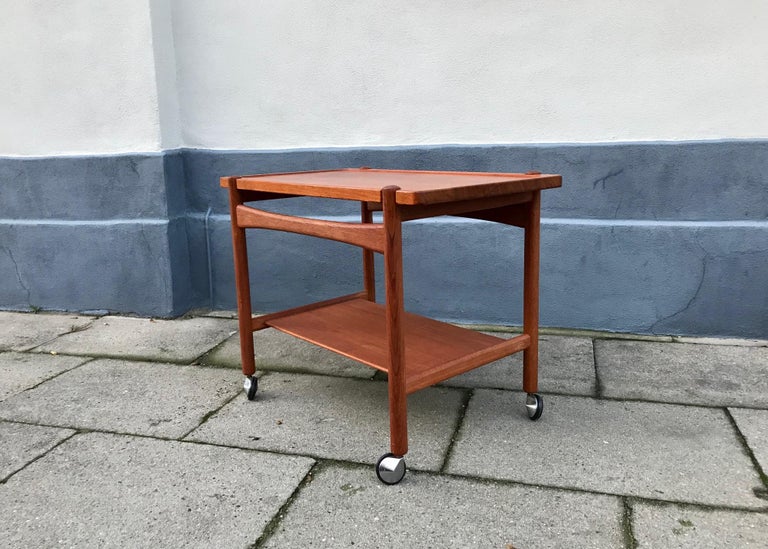 Hans J. Wegner Bar Cart, Tray Table in Teak for PP Møbler, 1960s For