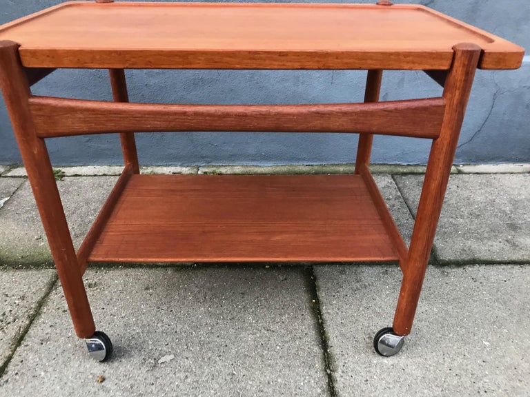 Hans J. Wegner Bar Cart, Tray Table in Teak for PP Møbler, 1960s For