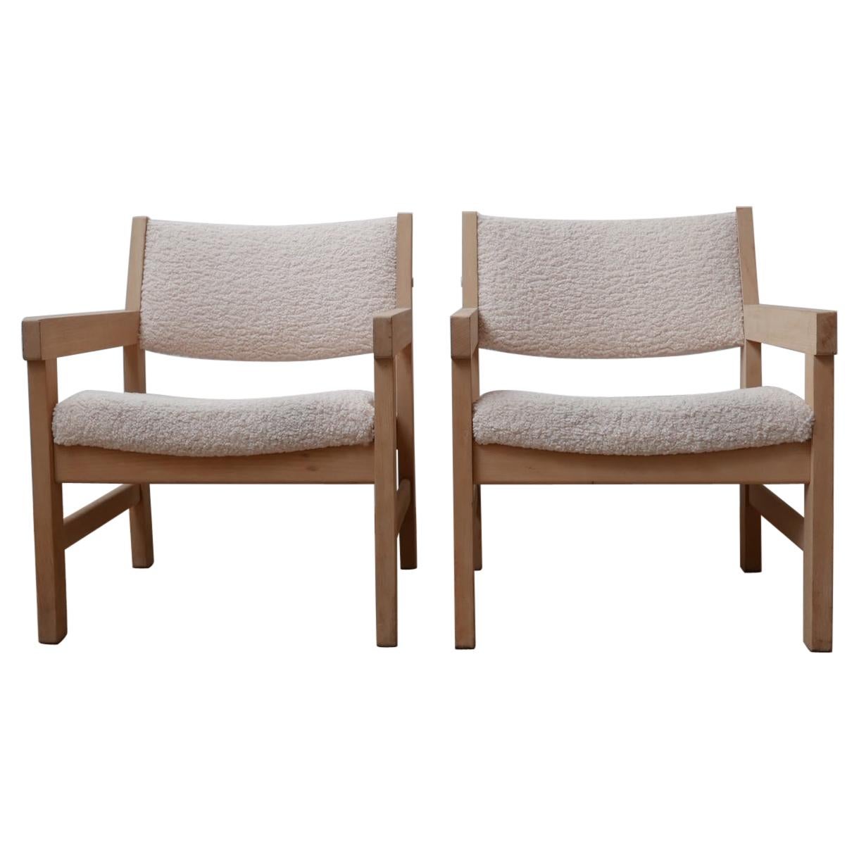 Hans J Wegner Blonde Oak Pair of Mid-Century Armchairs