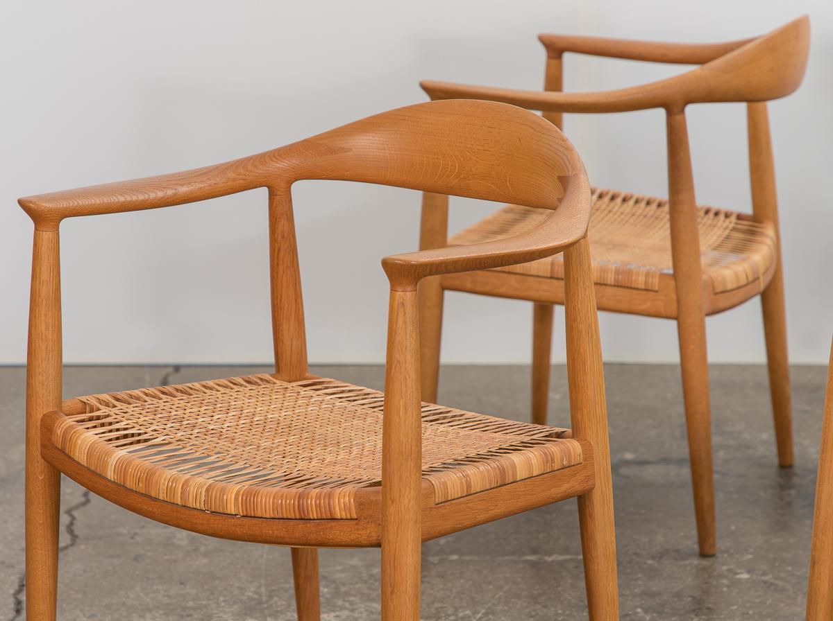Oiled Hans J. Wegner Cane Round Dining Chairs