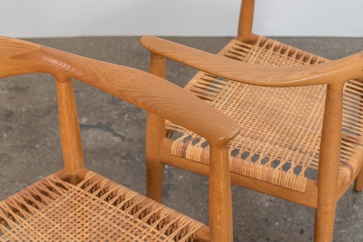 Mid-20th Century Hans J. Wegner Cane Round Dining Chairs