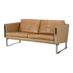 Hans J. Wegner Ch-102 2-Seater Leather Sofa, Carl Hansen, 1970s