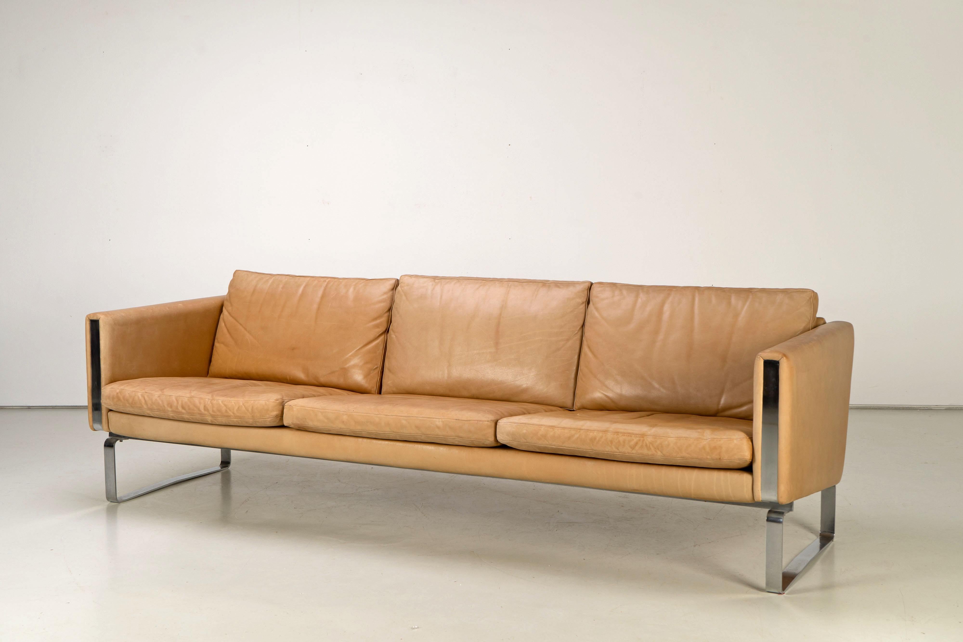 Scandinavian Modern Hans J. Wegner Ch-103 3-Seater Sofa, Carl Hansen, 1970s For Sale