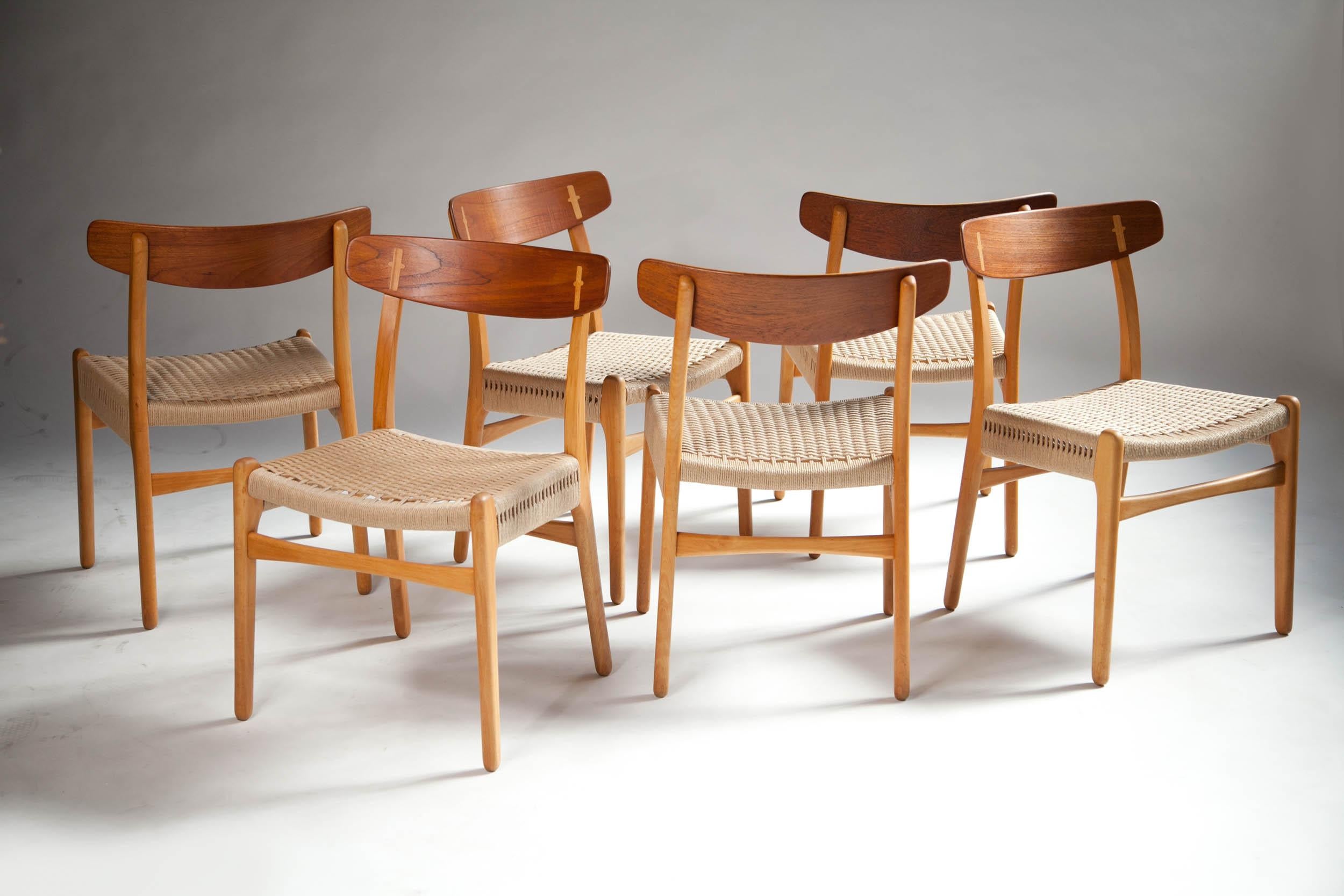 Danish Hans J. Wegner Ch-23 Dining Chairs, Set of 6, Denmark
