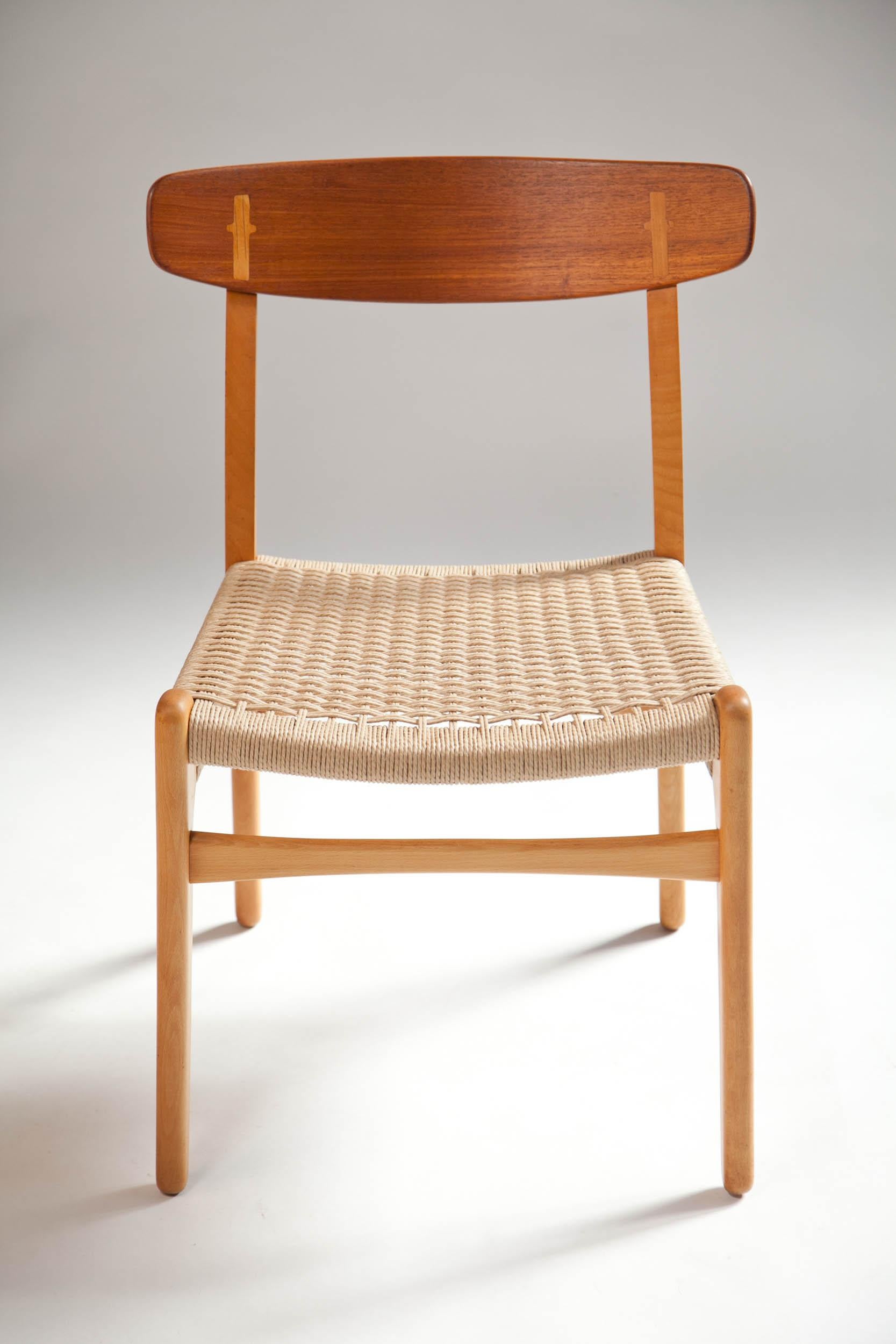 Hans J. Wegner Ch-23 Dining Chairs, Set of 6, Denmark In Good Condition In Los Angeles, CA