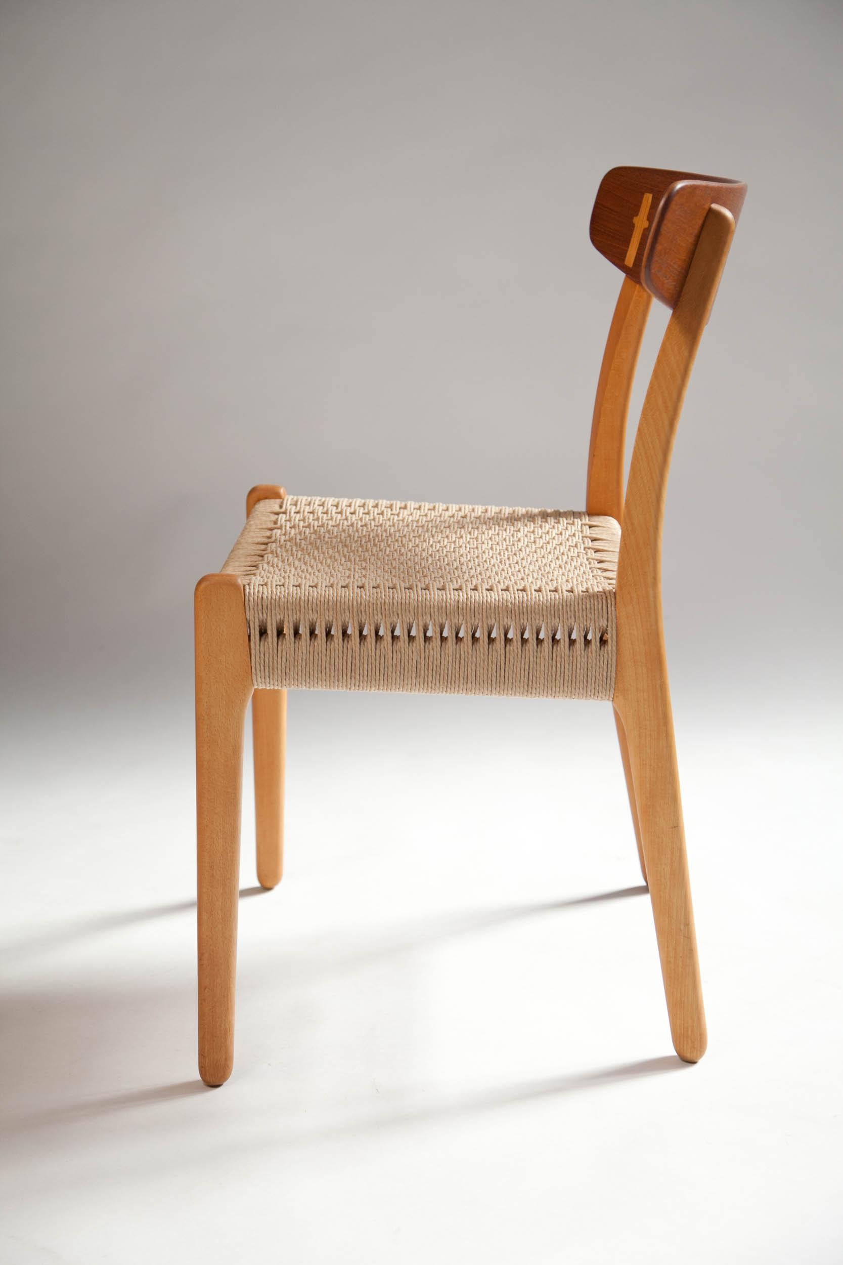 Papercord Hans J. Wegner Ch-23 Dining Chairs, Set of 6, Denmark