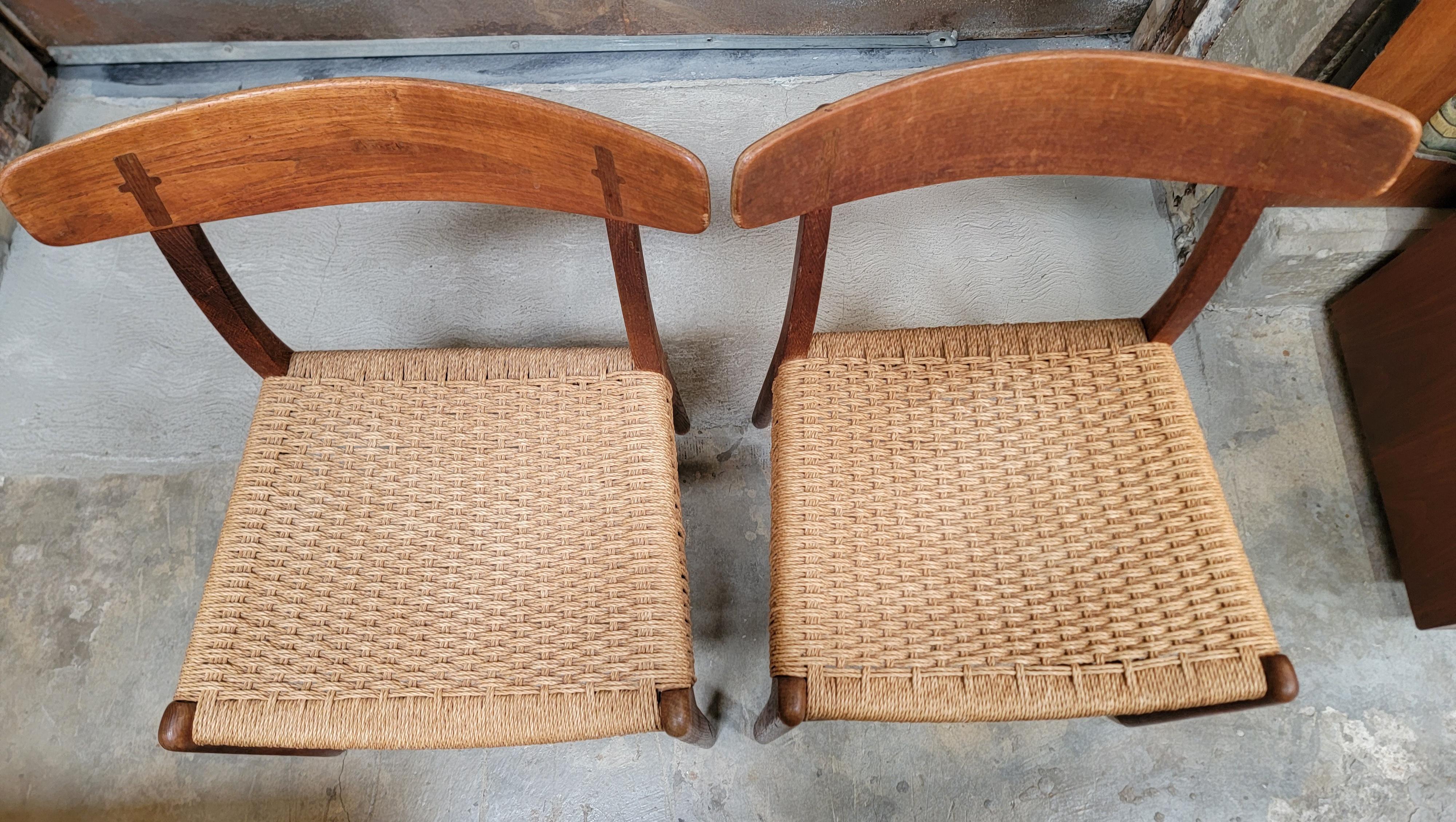 Scandinavian Modern Hans J. Wegner CH-23 Teak Dining Chairs A Pair