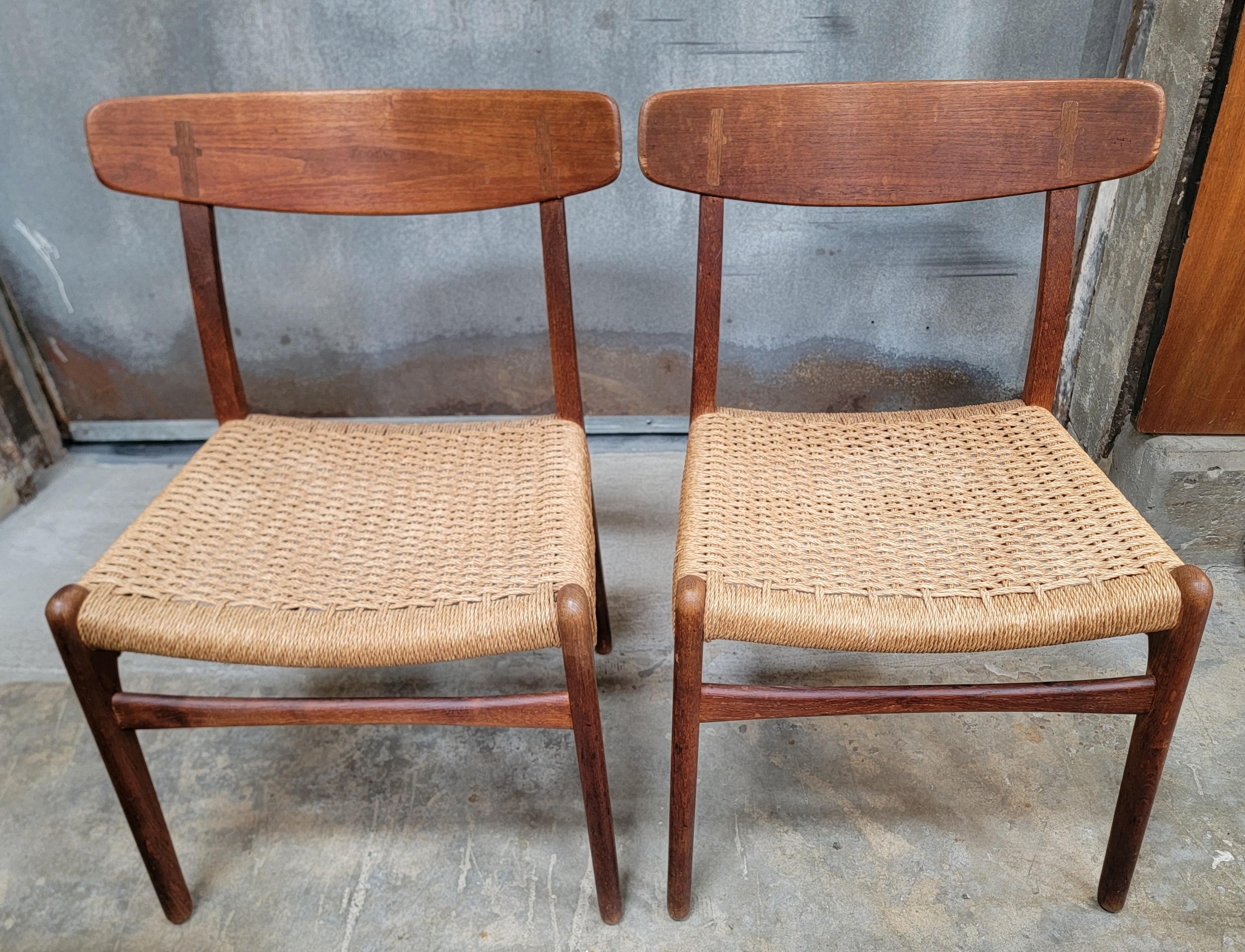 Danish Hans J. Wegner CH-23 Teak Dining Chairs A Pair