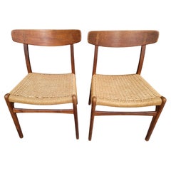 Hans J. Wegner CH-23 Teak Dining Chairs A Pair
