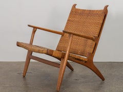 Hans J. Wegner CH-27 Sedia da salotto in Oak con seduta in rattan intrecciato