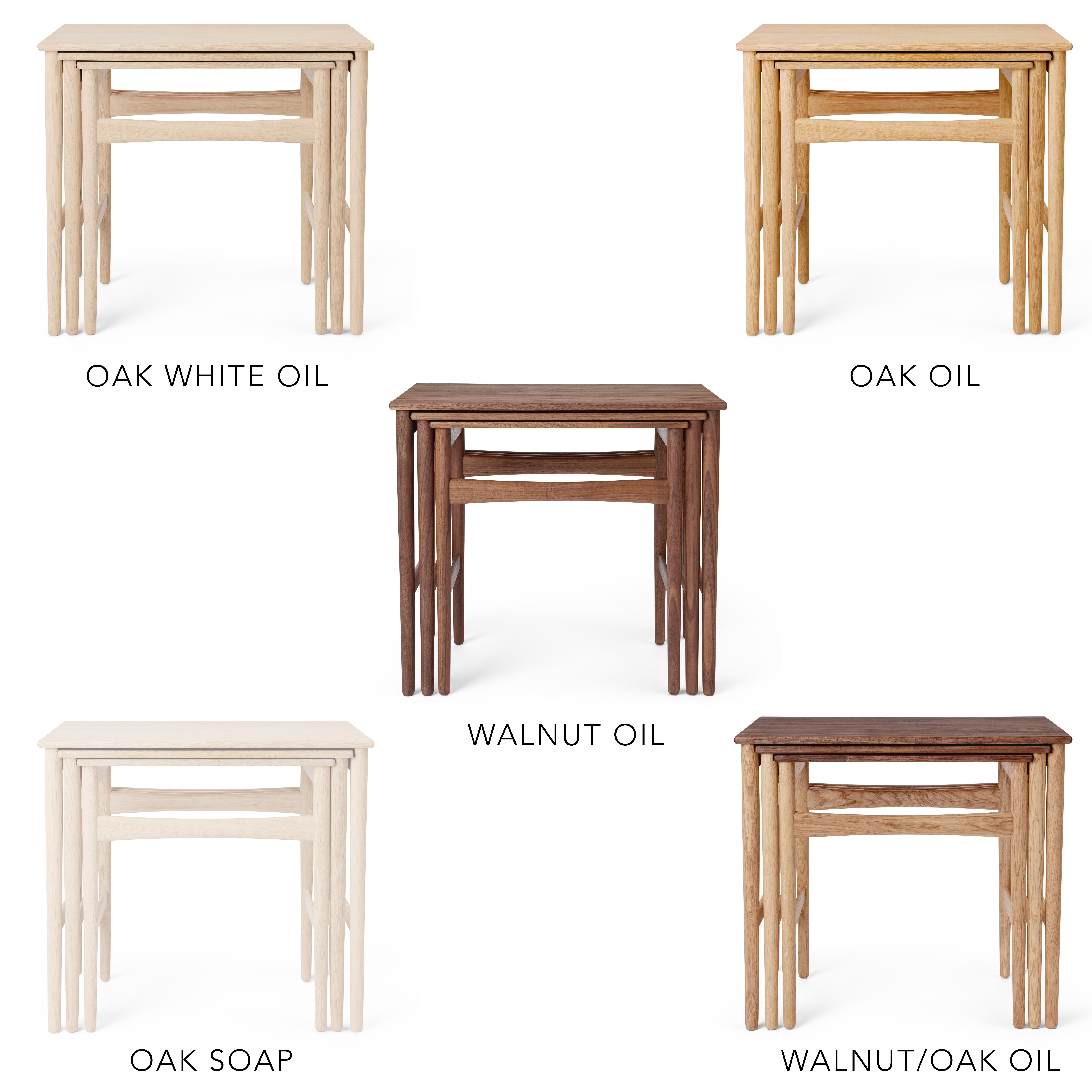 Hans J. Wegner 'CH004' Nesting Tables in Oak & Walnut Oil for Carl Hansen & Son For Sale 1
