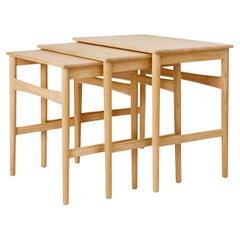Hans J. Wegner CH004 Nesting Tables Oak Oil for Carl Hansen
