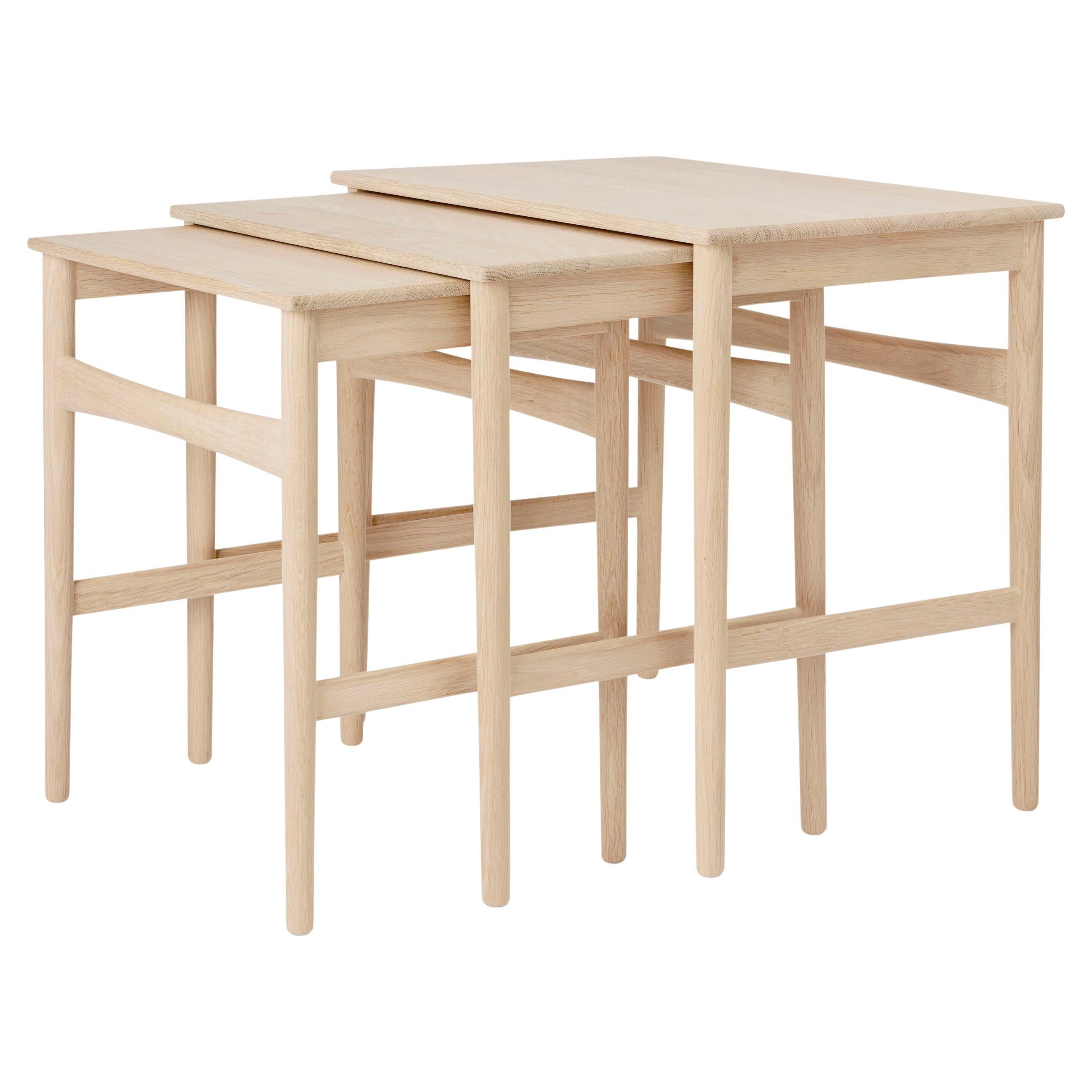 Hans J. Wegner CH004 Nesting Tables Oak Soap for Carl Hansen