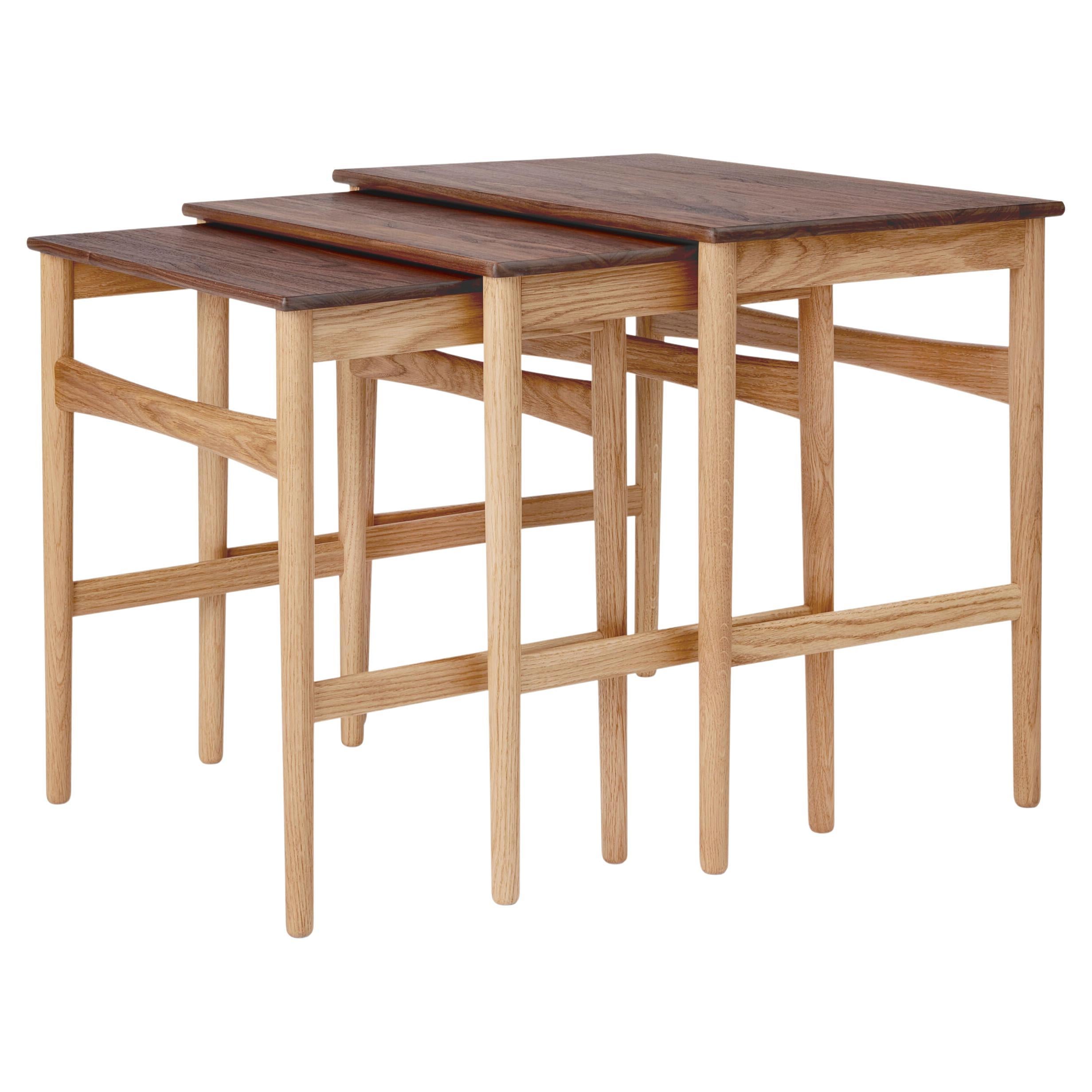 Hans J. Wegner CH004 Nesting Tables Walnut/Oak Oil for Carl Hansen