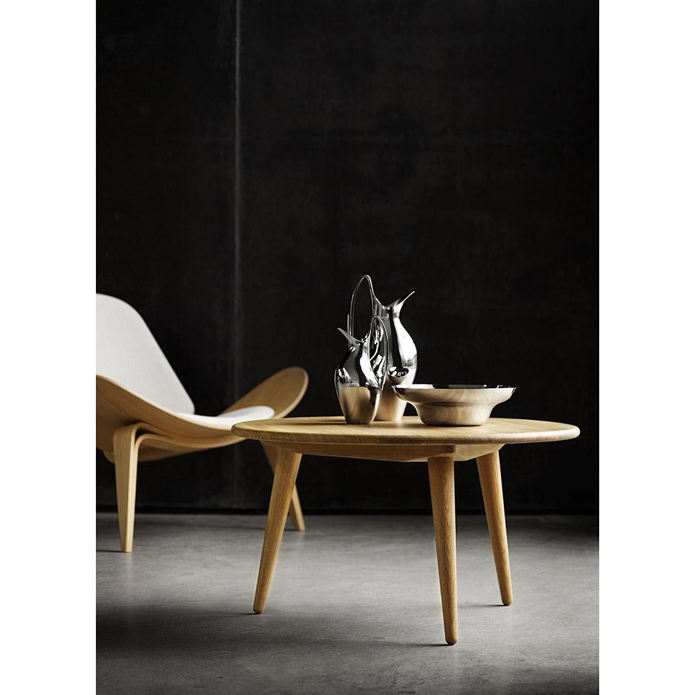 Mid-Century Modern Hans J. Wegner CH008 Table basse Ø78 cm x H44 cm Chêne Blanc Huile pour Carl Hansen en vente