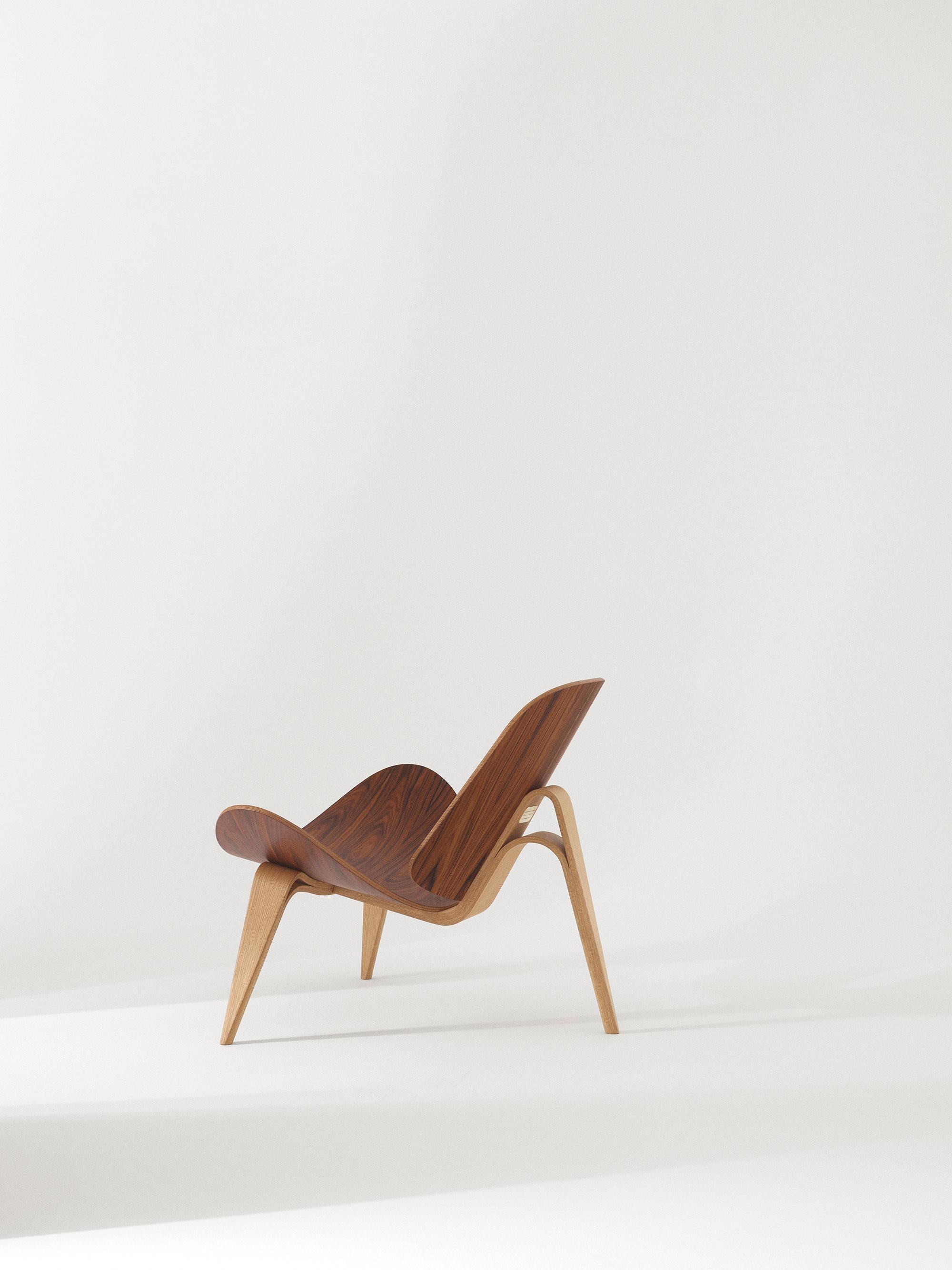 Contemporary Hans J. Wegner 'CH07 Shell' 60th Anniversary Lounge Chair in Leather Upholstery For Sale