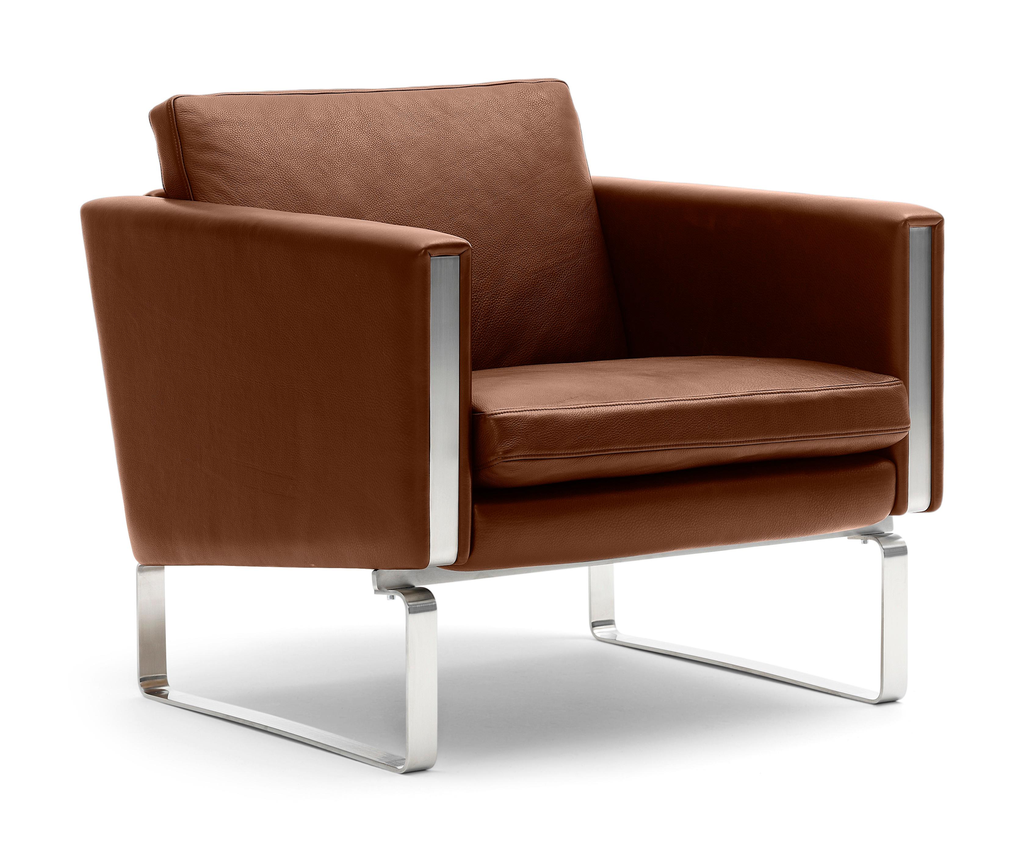 Hans J Wegner 'CH101' Loungesessel aus Thor-Leder für Carl Hansen & Sohn (Edelstahl) im Angebot