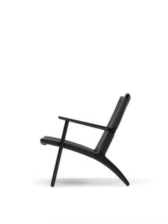 Hans J. Wegner CH25 Lounge Chair Black Oak Black Papercord for Carl Hansen