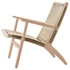 Hans J. Wegner CH25 Lounge Chair Oak White Oil Natural Papercord for Carl Hansen