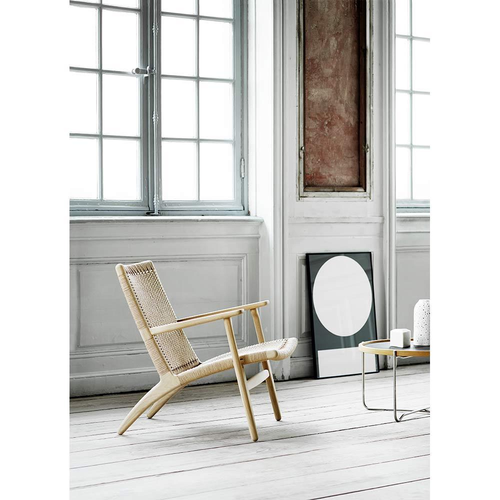 Hans J. Wegner CH25 Lounge Chair Oak White Oil Natural Papercord für Carl Hansen (Dänisch) im Angebot