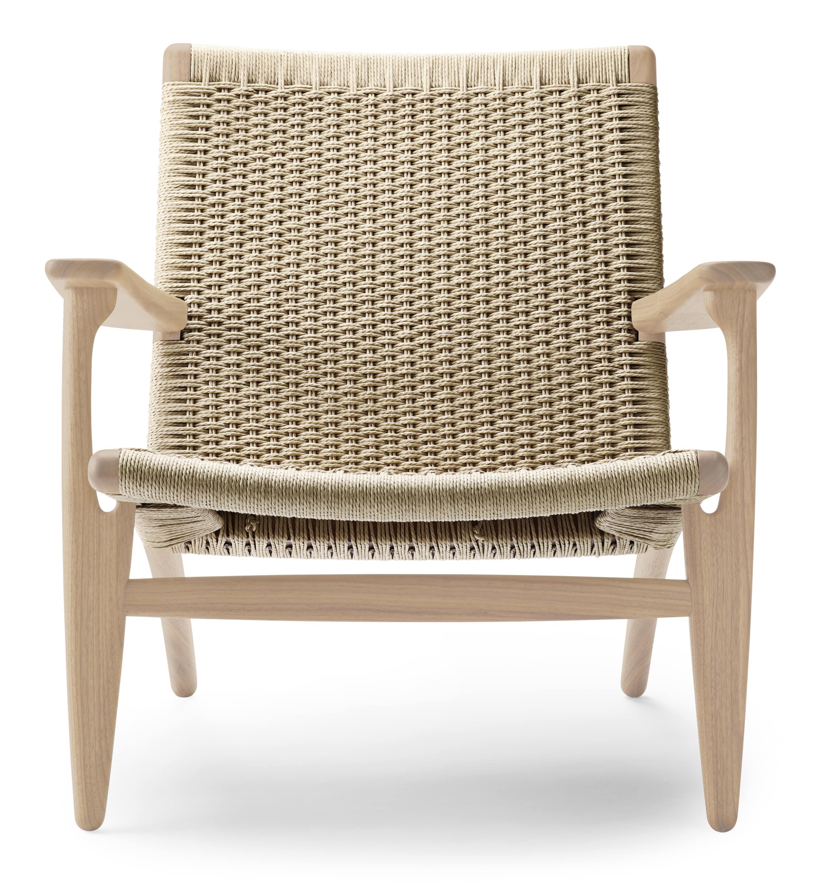 Hans J. Wegner CH25 Lounge Chair Oak White Oil Natural Papercord für Carl Hansen