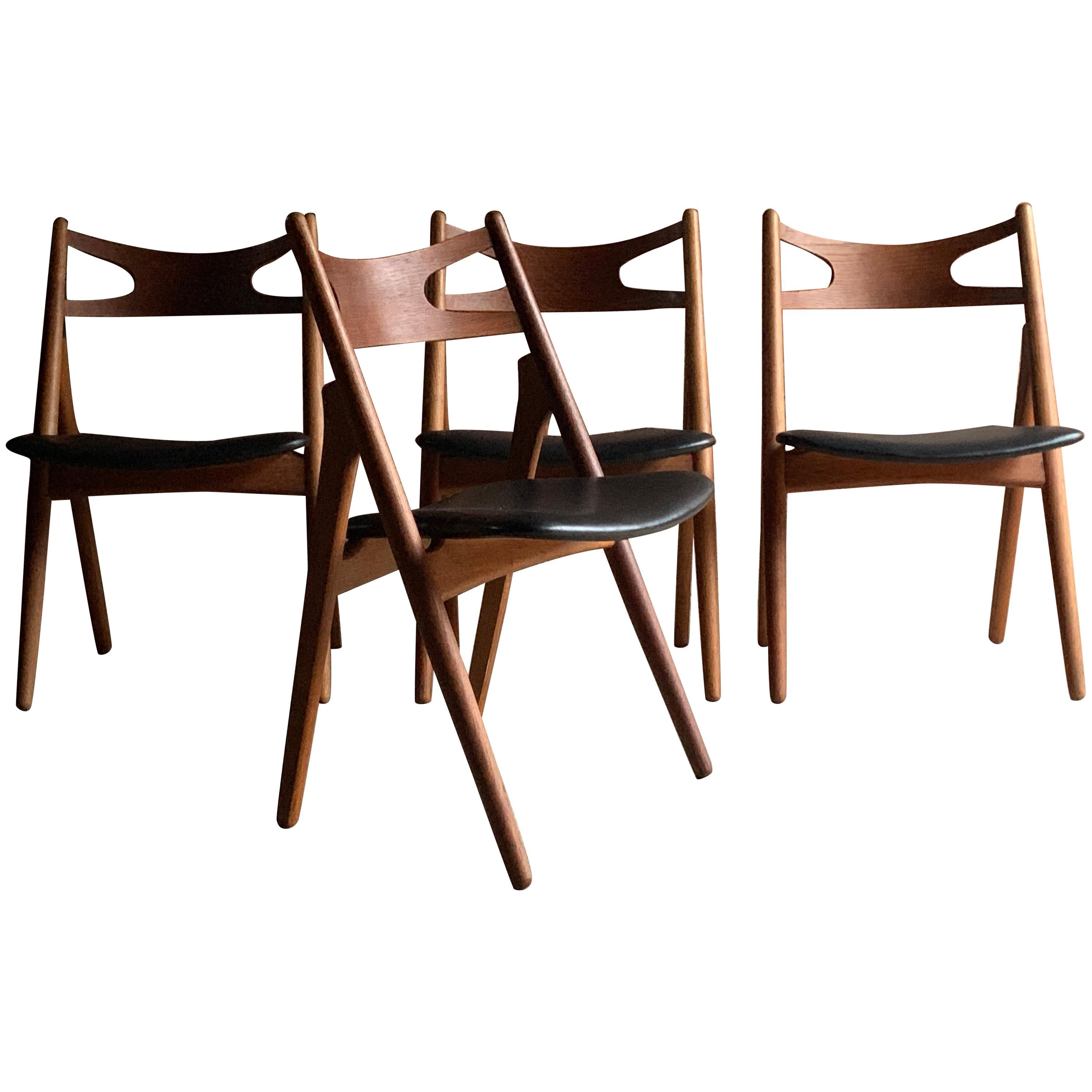 Midcentury Danish Hans J Wegner design CH-29 Sawbuck chairs by Carl Hansen & Son circa 1950s, the chairs have been full restored and are finished in teak.


Condition report: The chairs have been completely restored and re-polished and offered in