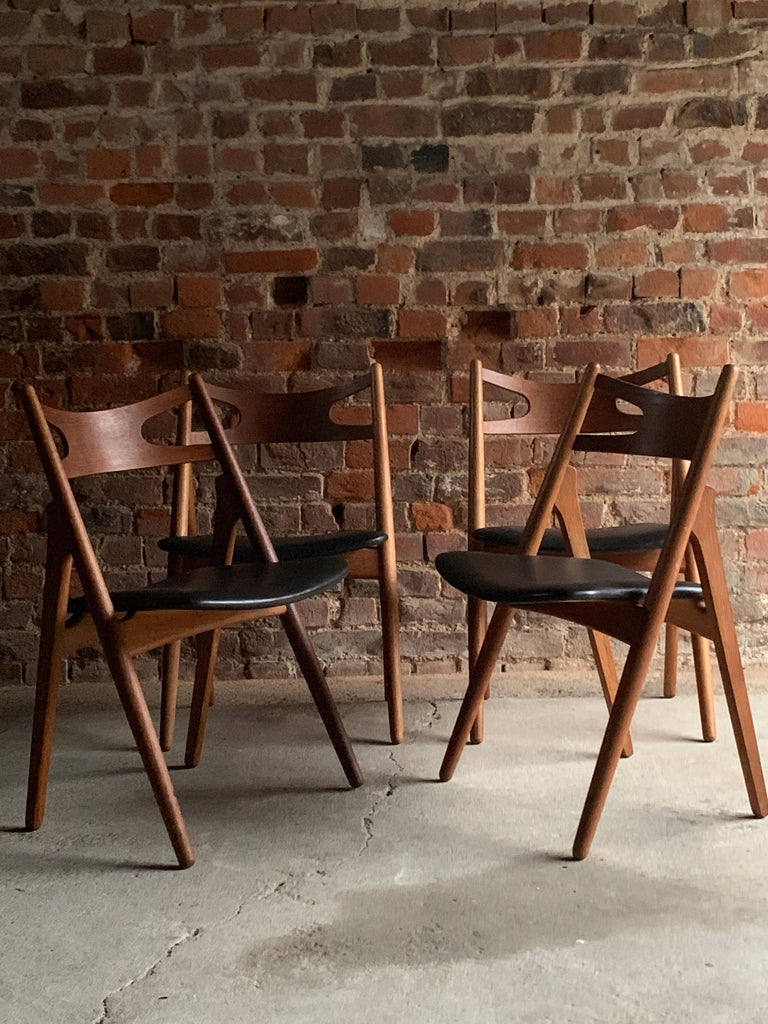 Hans J Wegner CH29 Sawbuck Four Teak Dining Chairs by Carl Hansen