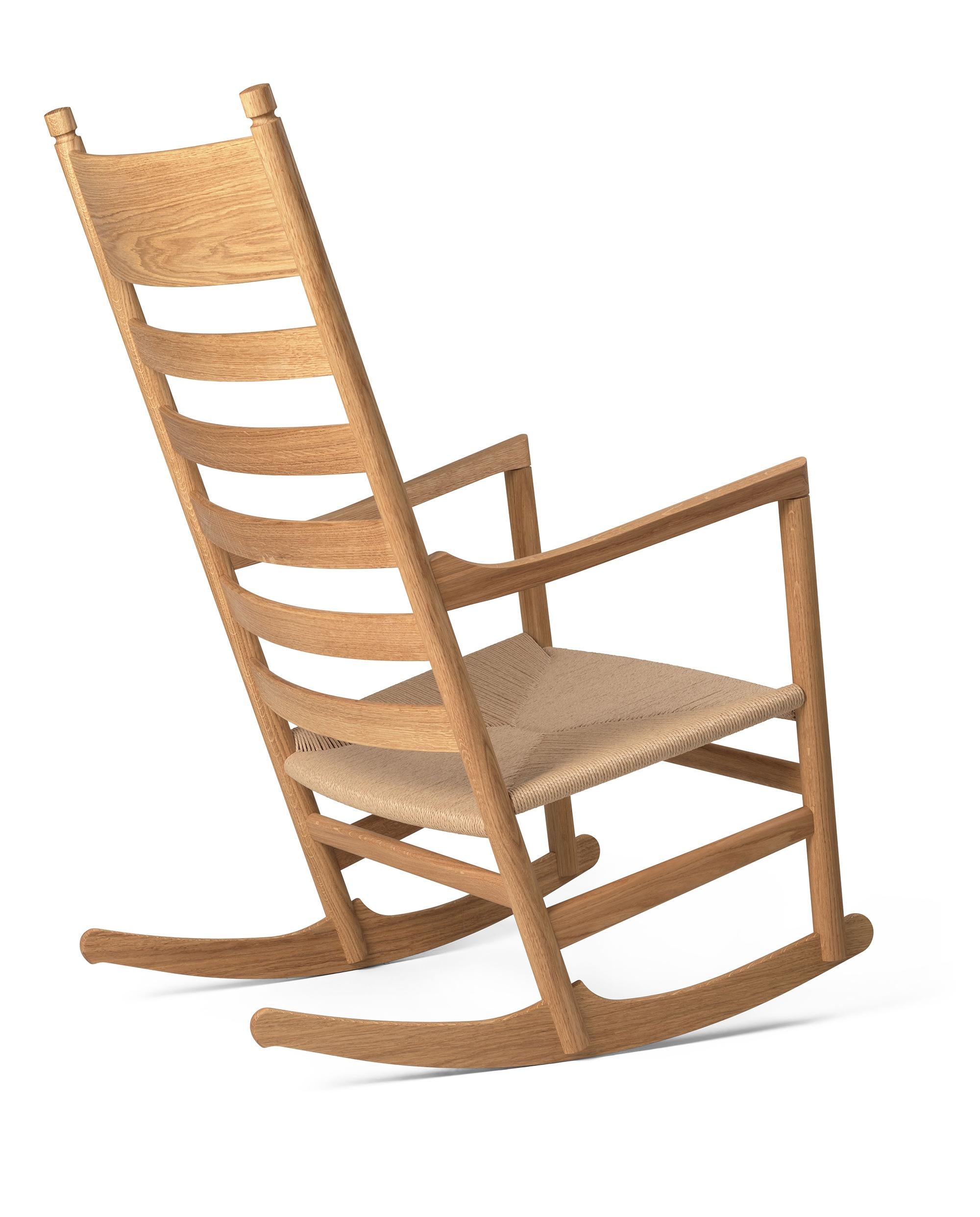 Hans J. Wegner 'CH45' Rocking Chair for Carl Hansen & Son in Oak Oil.

The story of Danish Modern begins in 1908 when Carl Hansen opened his first workshop. His firm commitment to beauty, comfort, refinement, and craftsmanship is evident in iconic