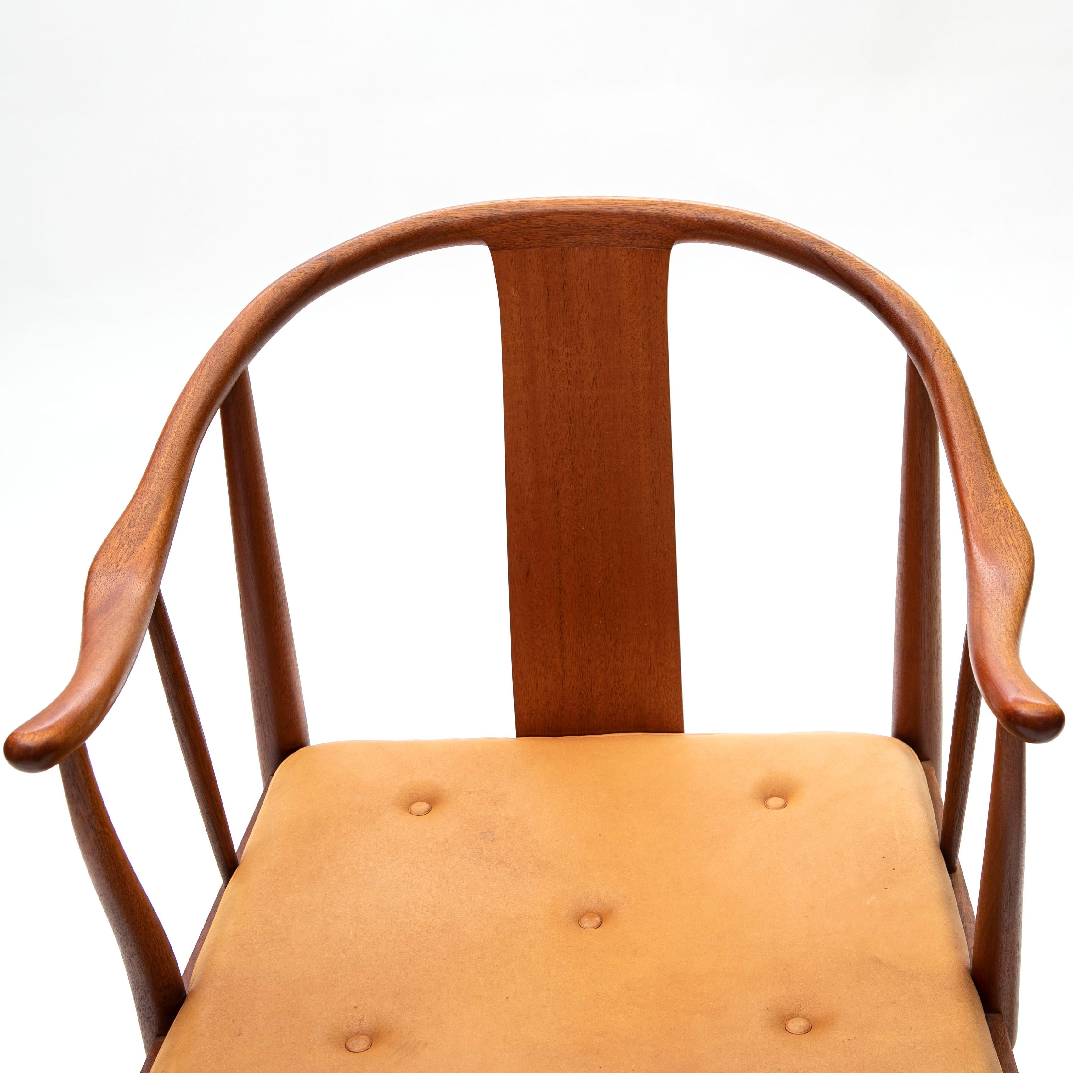 Danish Hans J. Wegner 'China Chair' for Fritz Hansen In Mahogany For Sale