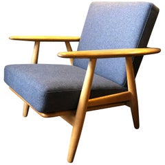 Hans J Wegner Cigar Chair, Original Model ge240, Reupholstered
