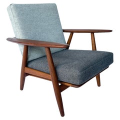 Hans J. Wegner Cigar Lounge Chair in Teak with New Maharam Upholstery