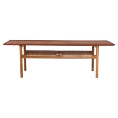 Hans J. Wegner Coffee Table "At-10" in Teak, Oak and Cane, Andreas Tuck, 1950s