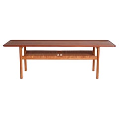 Hans J. Wegner Coffee Table "At-10" in Teak, Oak and Cane, Andreas Tuck, 1950s