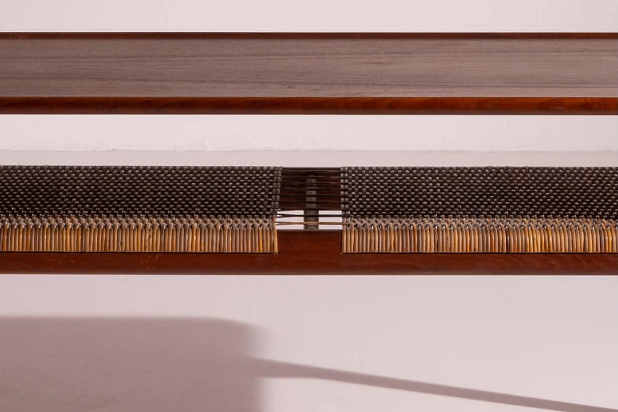 Scandinavian Modern Hans J. Wegner coffee Table model AT-10 in Teak and Cane by Andreas Tuck, 1950s For Sale