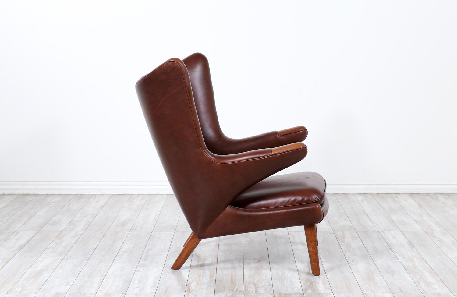 Mid-Century Modern Hans J. Wegner Cognac Leather “Papa Bear” Chair for A.P. Stolen