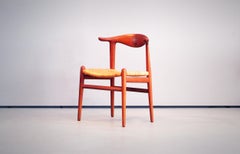 Hans J. Wegner Cow Horn Chair Teak Cane by Johannes Hansen Denmark