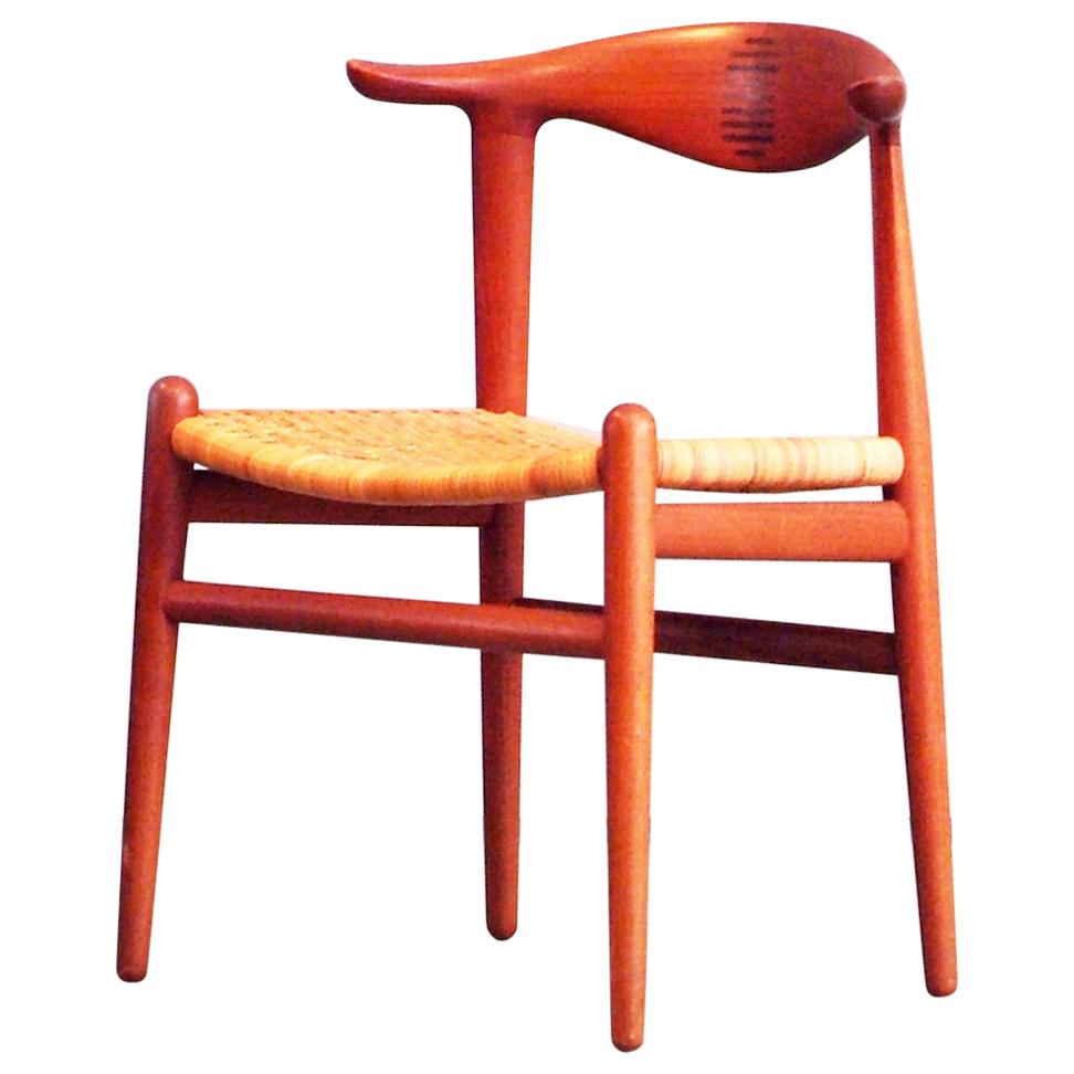 Hans J. Wegner Cow Horn Chair Teak Cane by Johannes Hansen Denmark