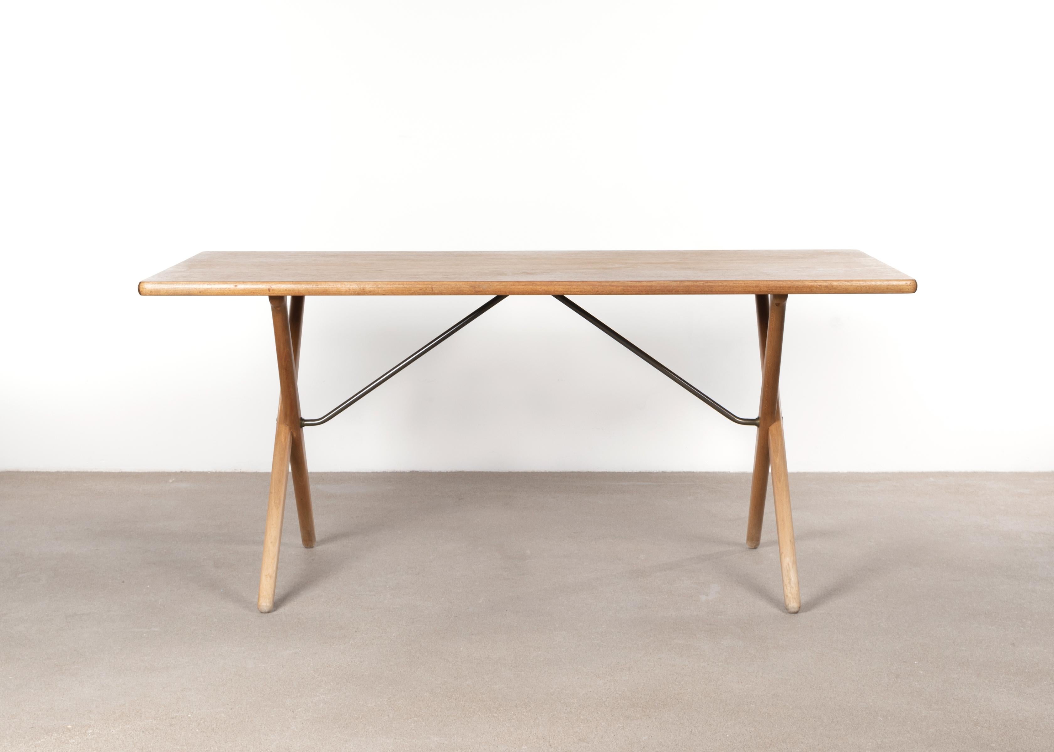 Danish Hans J. Wegner cross-leg table AT303 for Andreas Tuck, Denmark, 1966