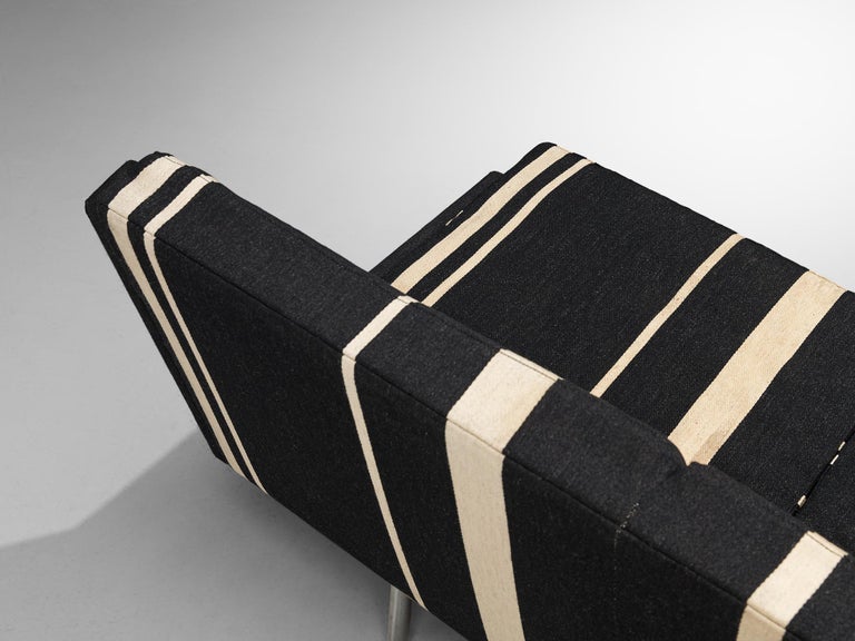 Mid-20th Century Hans J. Wegner Sofa ‘Airport’ in Striped Upholstery and Metal Frame For Sale