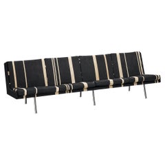 Hans J. Wegner Customizable Sofa ‘Airport’ in Striped Upholstery and Metal Frame
